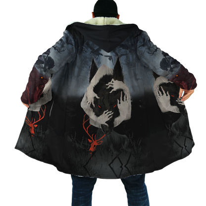 Crazy Wolf All Over Printed Unisex Deluxe Hoodie ML
