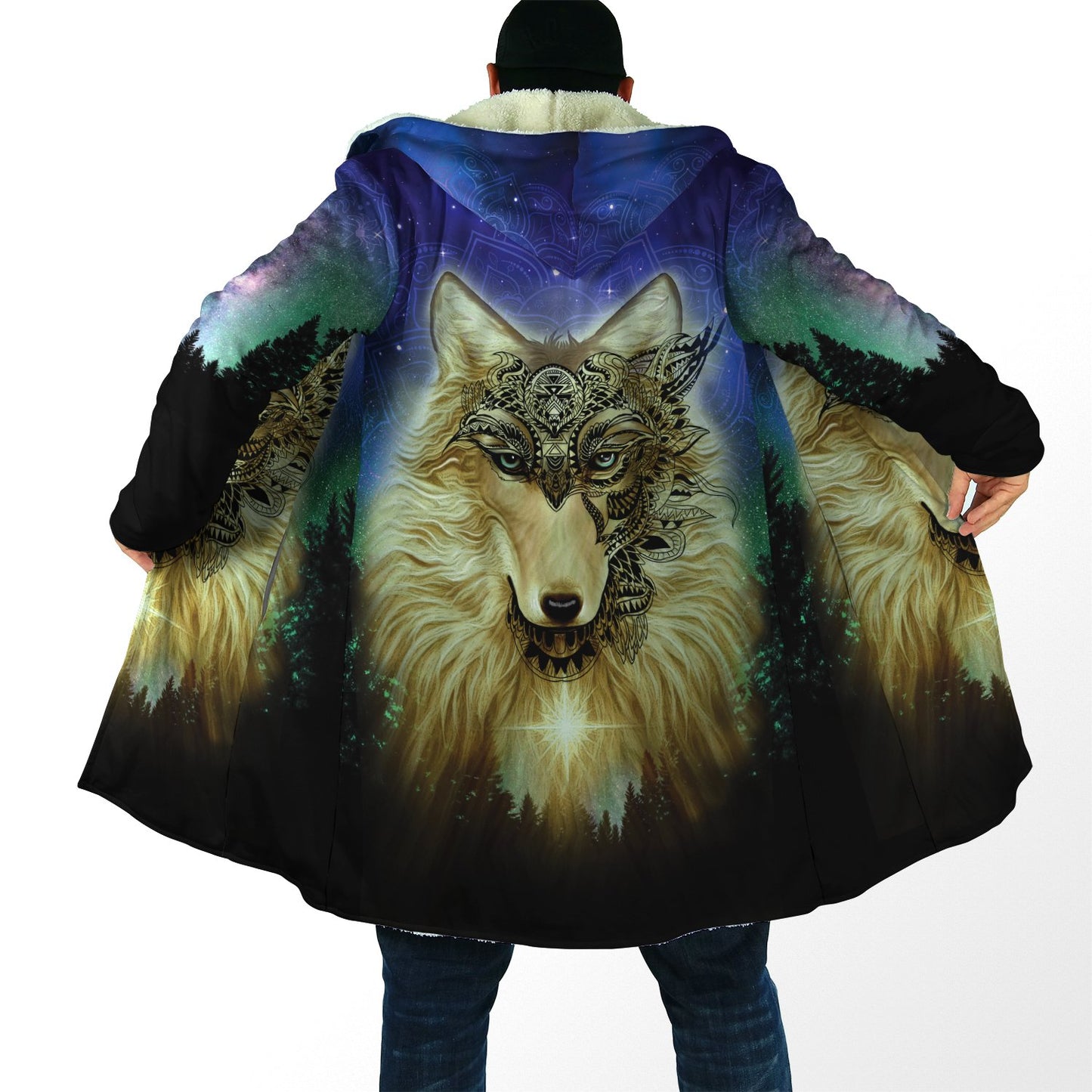 Native Wolf Mandala Pattern All Over Printed Unisex Deluxe Hoodie ML