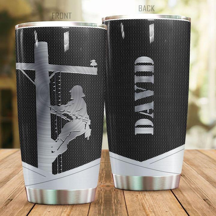 Personalized Name Lineman Stainless Steel Tumbler