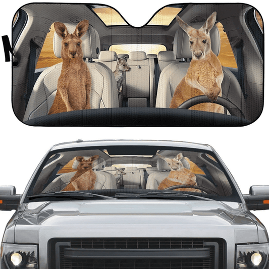 Kangaroo Family Funny Car Auto Sunshade