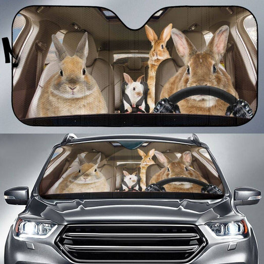 Four Rabbits Family Funny Car Auto Sunshade