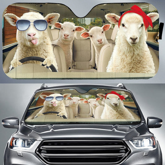 Driving Sheep Right Hand Funny Car Auto Sunshade