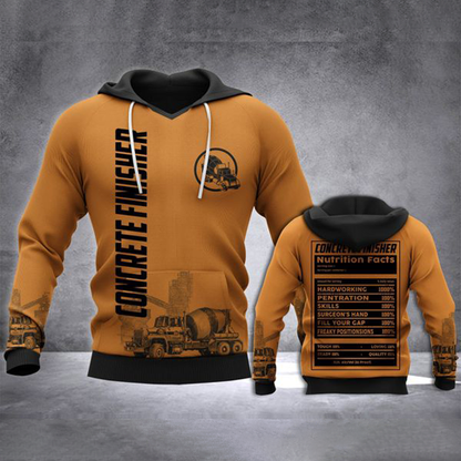 Concrete Finisher Nutrition Facts 3D printed shirts
