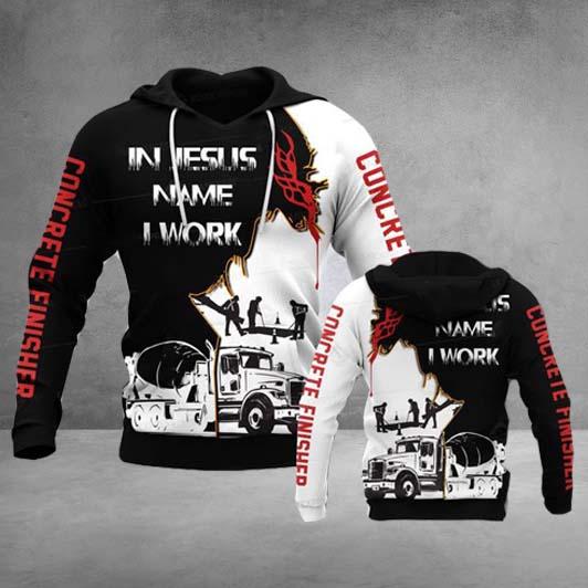 Concrete Finisher In Jesus  Name I Work Black White 3D printed shirts