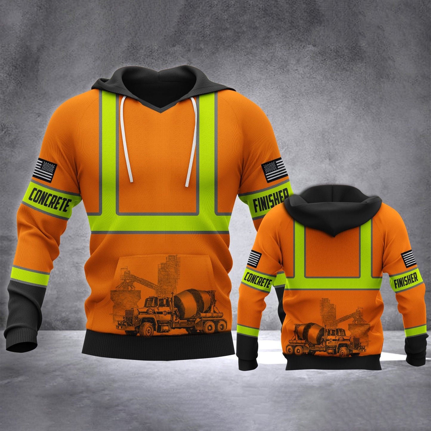 Concrete Mixer Orange Safety 3D printed shirts