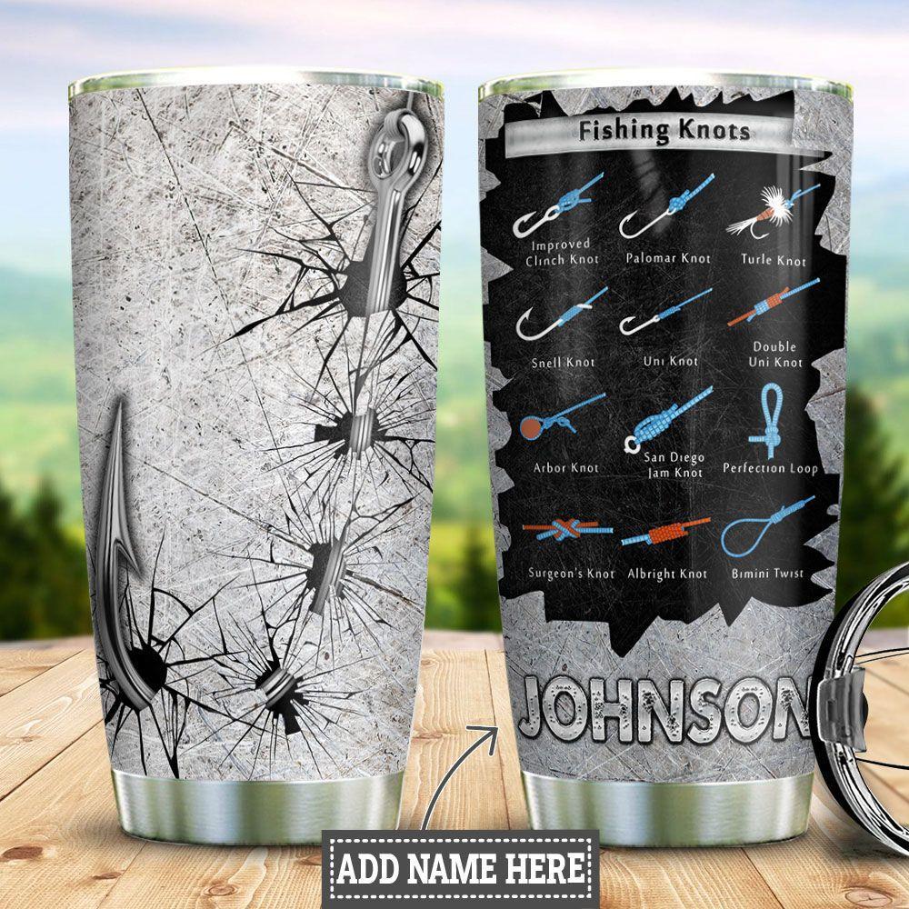 Custom name Fishing Knots Hook Crack Fishing Knowledge Stainless Steel Tumbler