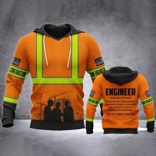Construction Worker Orange Safety 3D printed shirts