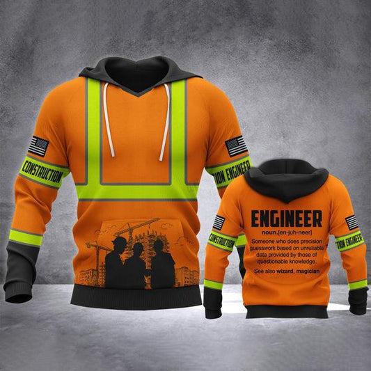 Construction Worker Orange Safety 3D printed shirts