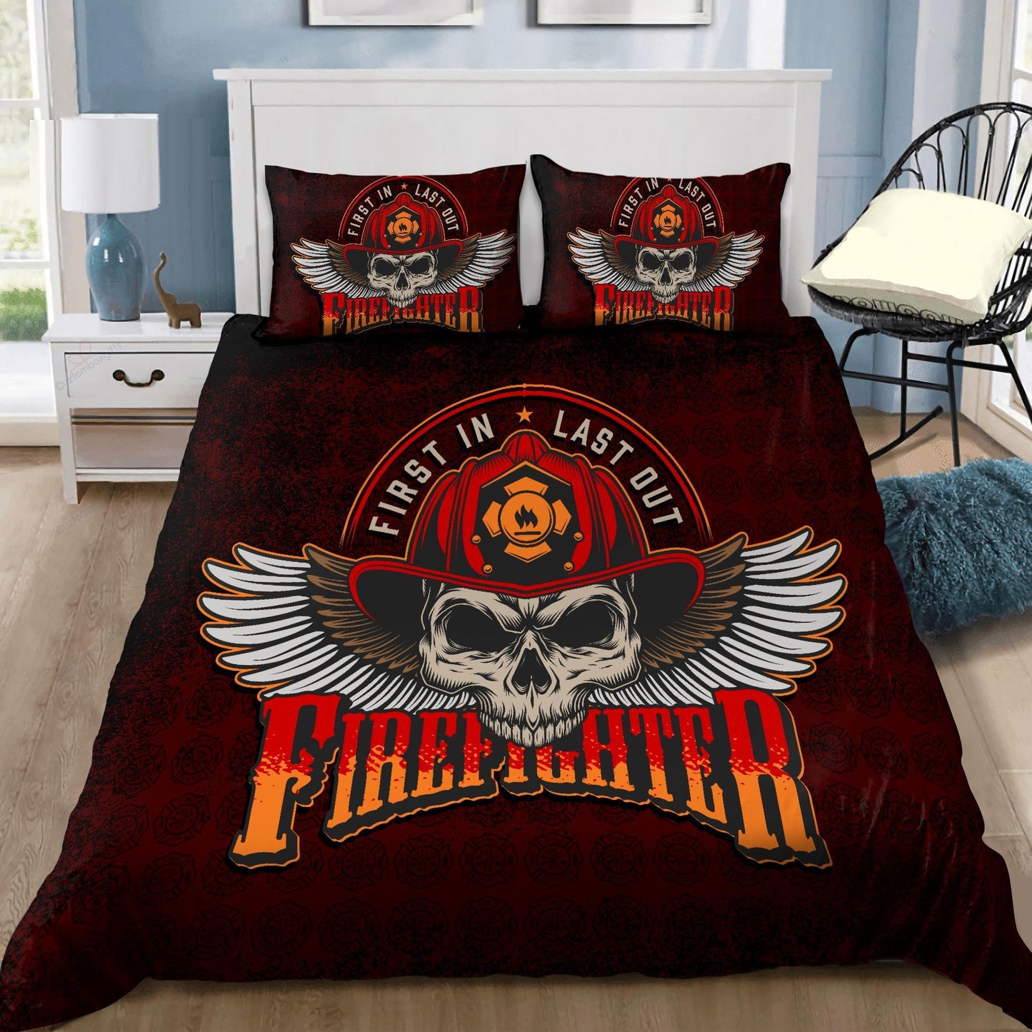 Cool Skull Firefighter Bedding Set DQB08242002-TQH