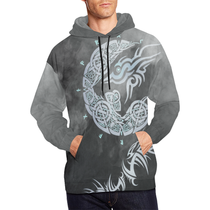 Viking Hoodie - Fenrir Wolf Of Viking A7-ALL OVER PRINT HOODIES-HP Arts-S-Men-Gray-Vibe Cosy™