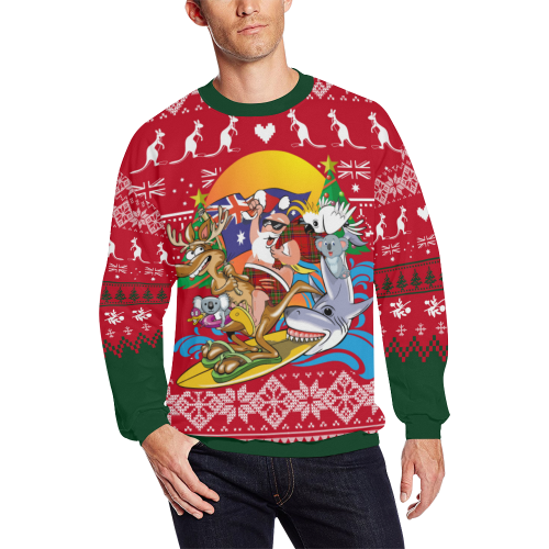 Australia Santa Is Coming™ - Christmas Sweatshirt K5-CREWNECK SWEATSHIRTS-HP Arts-Men-XXXL-Red Mix Green-Vibe Cosy™