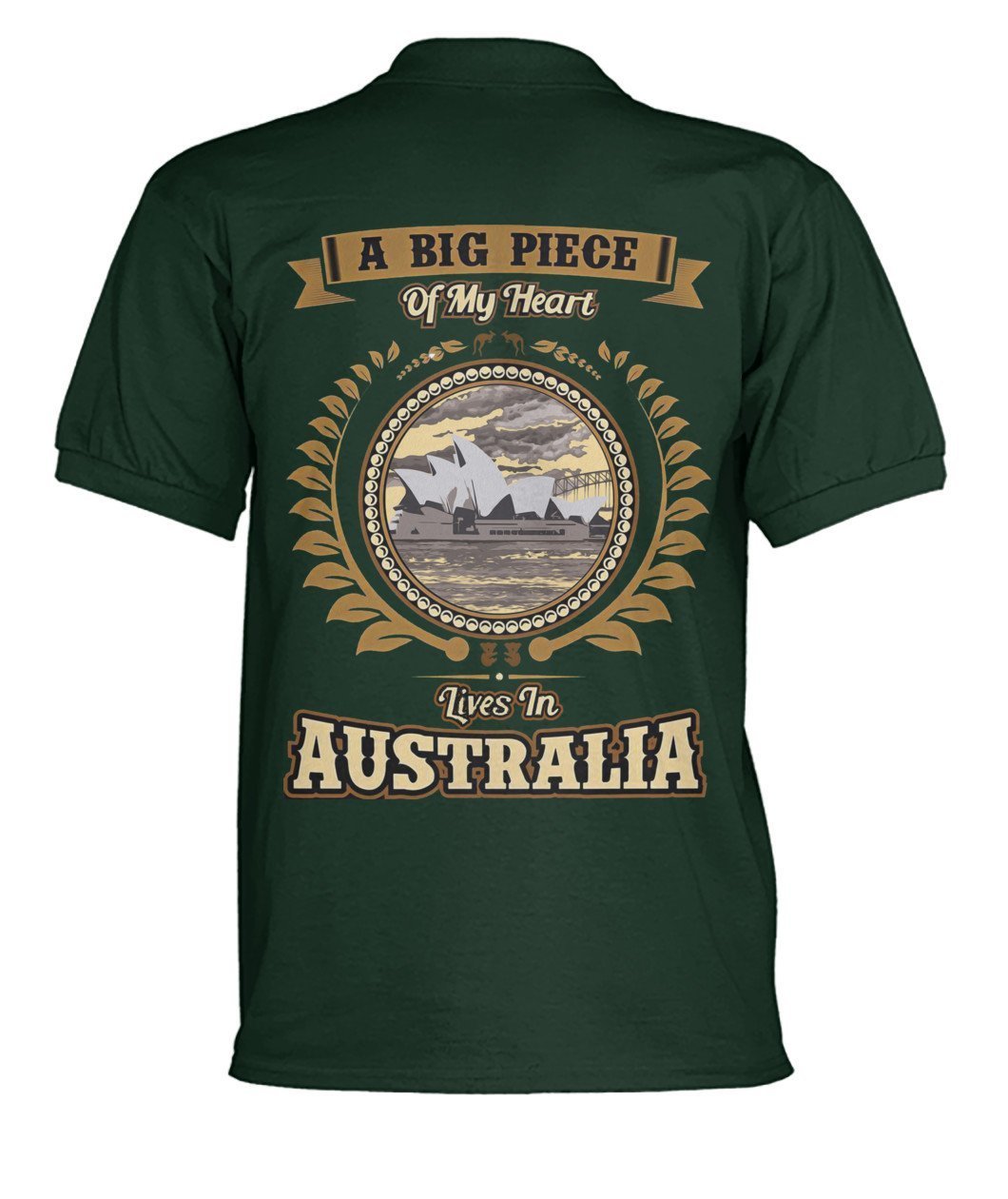 Australia in My Heart Polo T-Shirt - BN04-POLO T-SHIRTS-HP Arts-Forest Green-S-Men's Polo-Vibe Cosy™