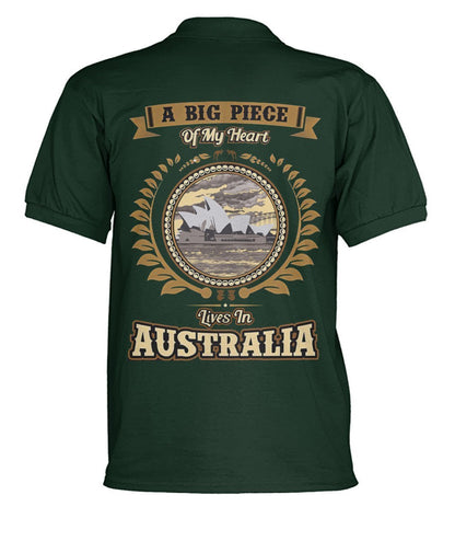 Australia in My Heart Polo T-Shirt - BN04-POLO T-SHIRTS-HP Arts-Forest Green-S-Men's Polo-Vibe Cosy™