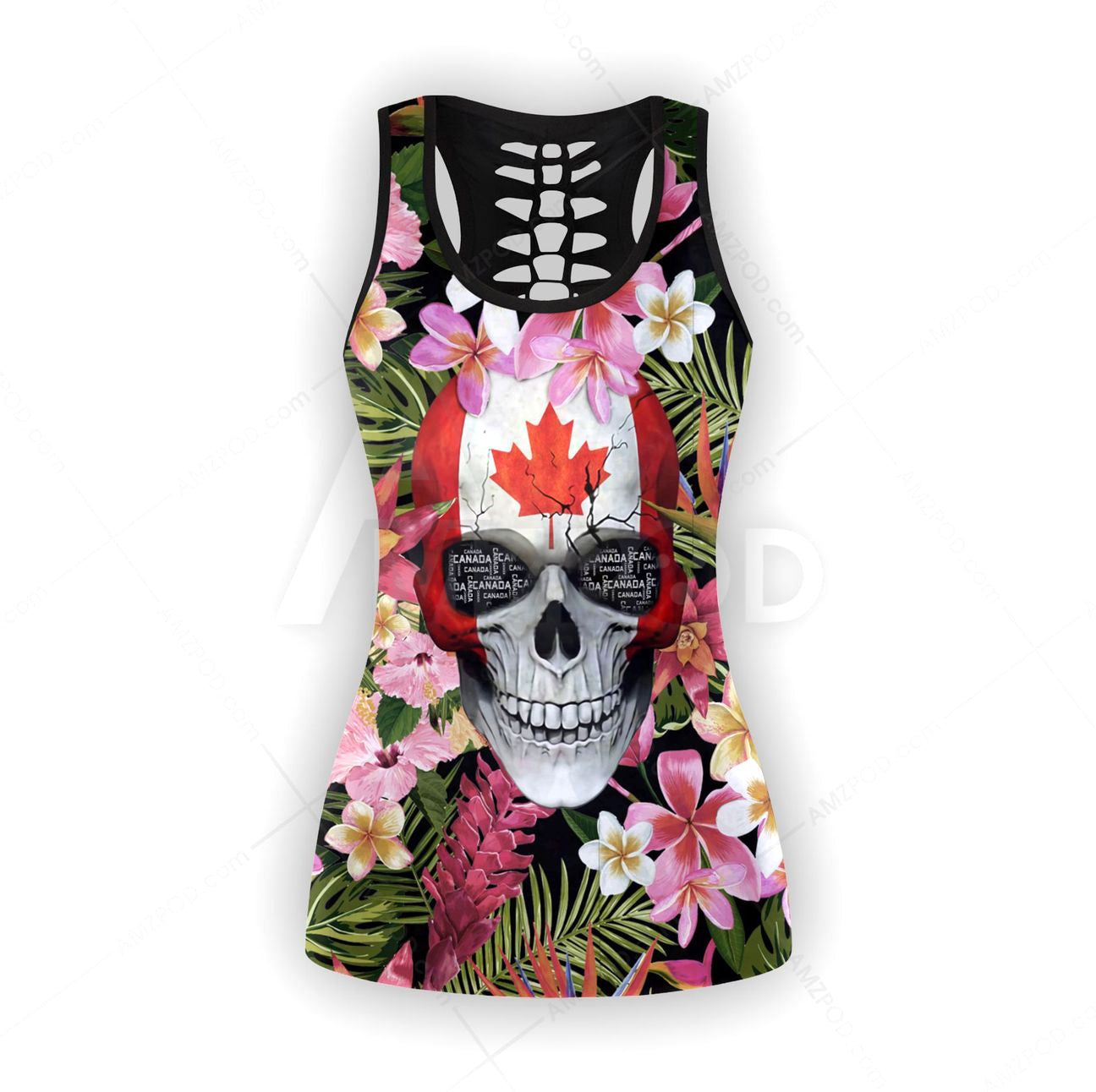 Canada Floral Skull Combo Outfit For Women TQH200706-Apparel-TQH-No Legging-S-Vibe Cosy™