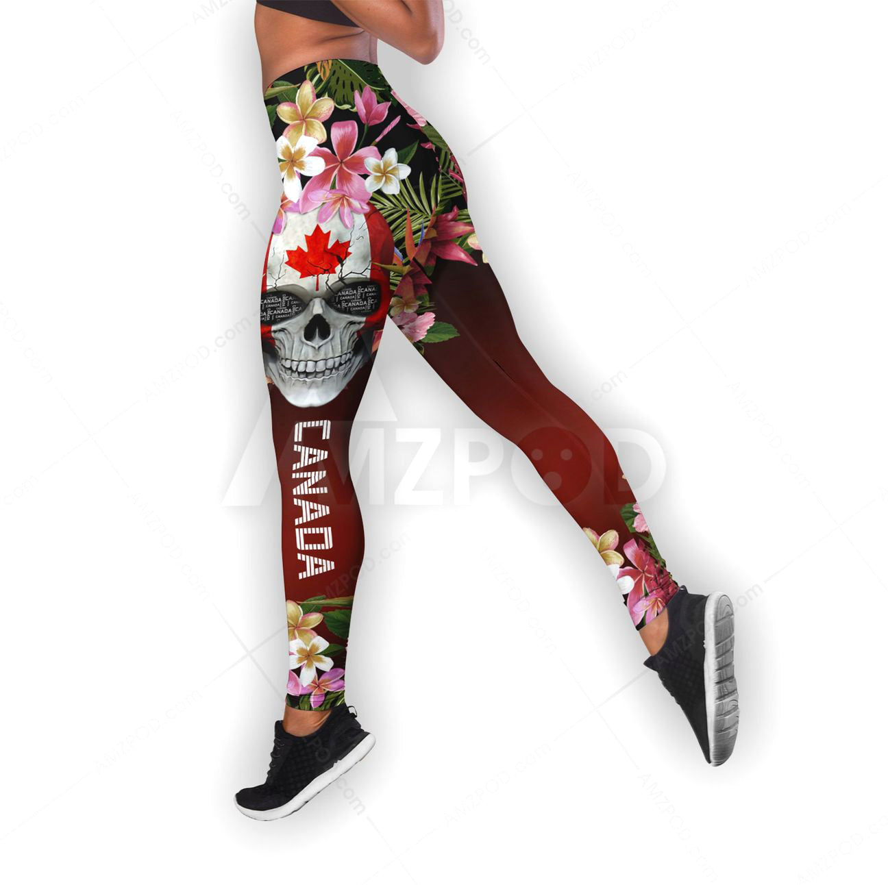 Canada Floral Skull Combo Outfit For Women TQH200706-Apparel-TQH-S-No Tank-Vibe Cosy™