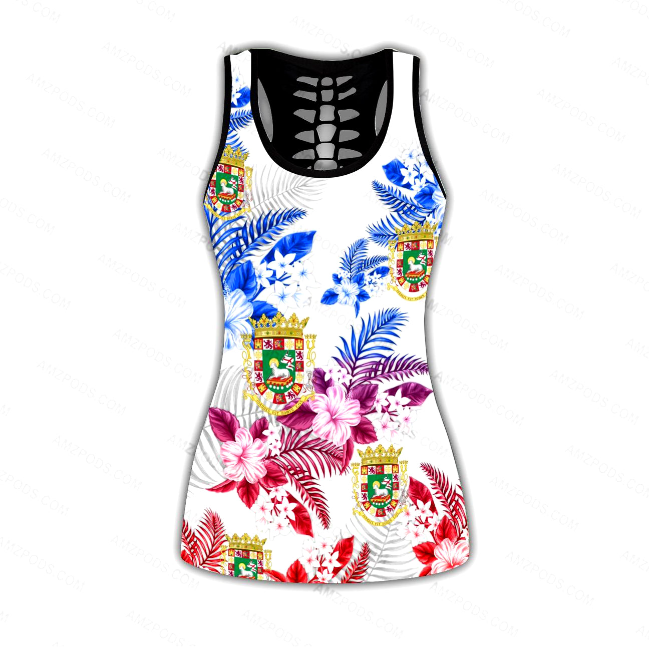 Puerto Rico Maga Flower With Coat Of Arms Combo Outfit TQH200709-Apparel-TQH-No Legging-S-Vibe Cosy™