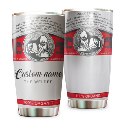 Premium Personalized 3D Printed Welder Stainless Tumbler MEI