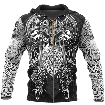 Vikings - Odin Tatoo Style - Amaze Style™-ALL OVER PRINT HOODIES