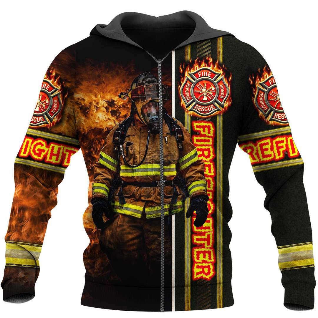 Fire Fight 3D All Over Printed Shirts-Apparel-HP Arts-ZIPPED HOODIE-S-Vibe Cosy™