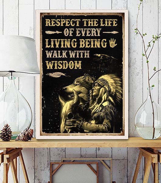 Native American 3D All Over Printed Canvas Poster
