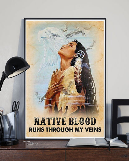 Native Blood Runs Through My Veins 3D All Over Printed Canvas Poster