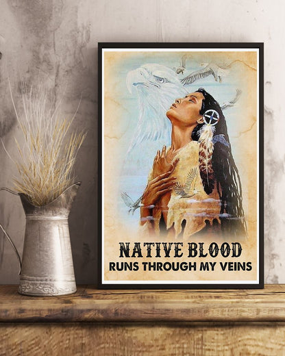 Native Blood Runs Through My Veins 3D All Over Printed Canvas Poster