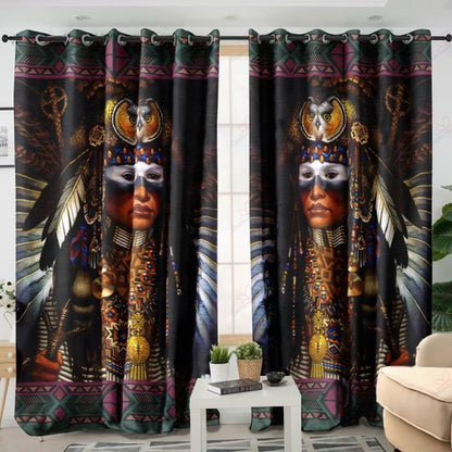 Native American Girl Warriors 3D All Over Printed Window Curtain Home Decor