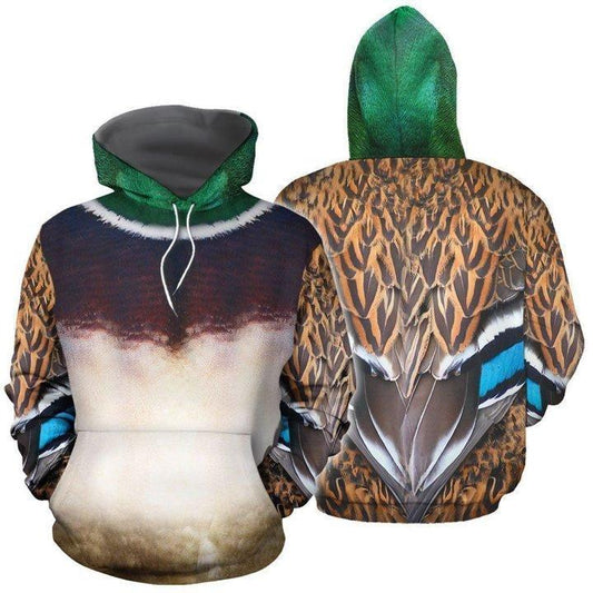 Male Mallard Duck Costume Duck Hunting 3D All Over Printed Shirts for Men and Women TT311001-Apparel-TT-Hoodie-S-Vibe Cosy™