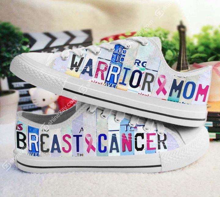 Breast cancer warrior mom low top shoes HG2203-HG-White-EU36 (US6)-Vibe Cosy™
