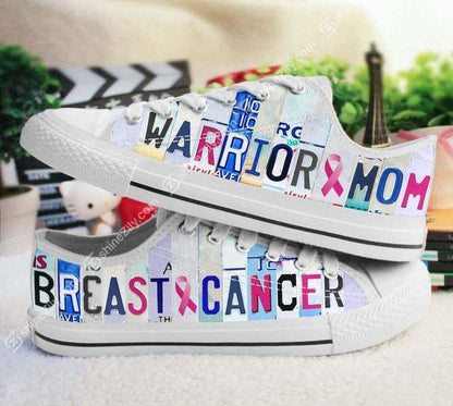 Breast cancer warrior mom low top shoes HG2203-HG-White-EU36 (US6)-Vibe Cosy™