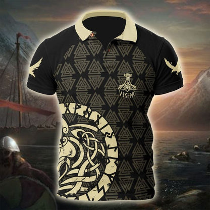Customized Name Viking 3D All Over Printed Polo