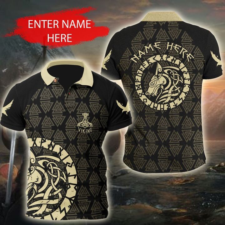 Customized Name Viking 3D All Over Printed Polo