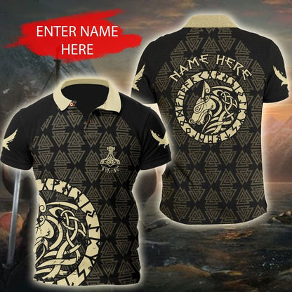 Customized Name Viking 3D All Over Printed Polo