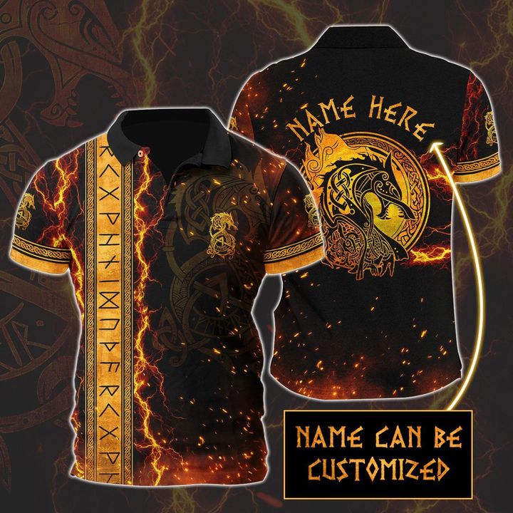 Customized Name Viking 3D All Over Printed Polo