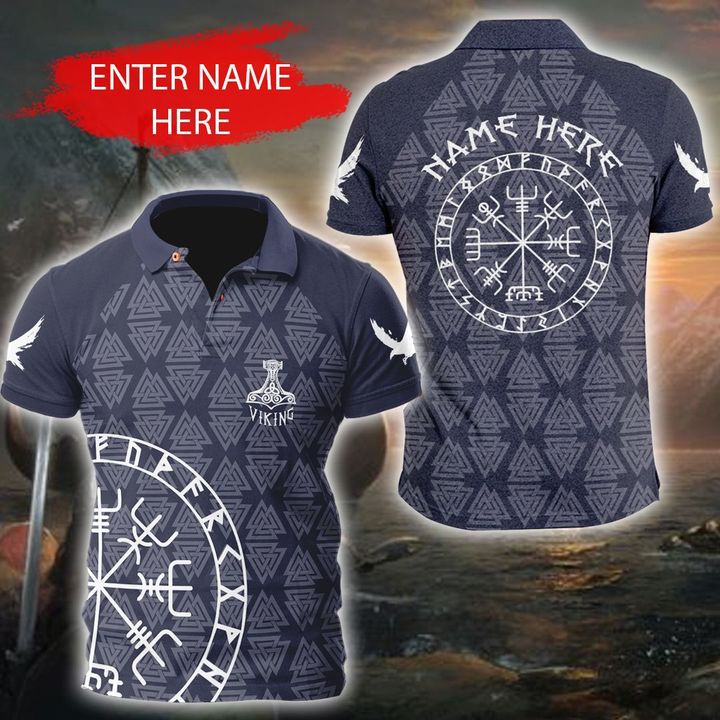 Customized Name Viking 3D All Over Printed Polo