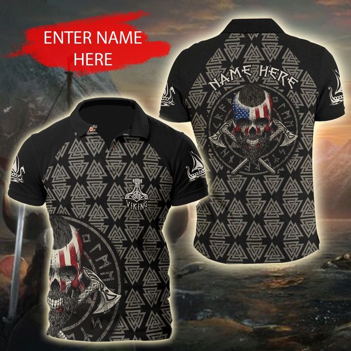 Customized Name Viking 3D All Over Printed Polo