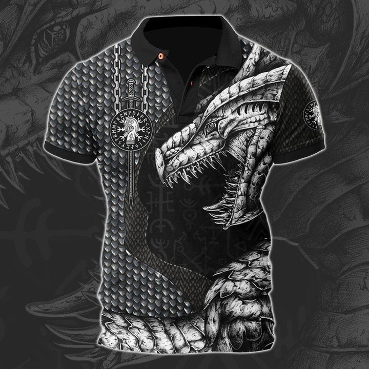 Customized Name Viking 3D All Over Printed Polo