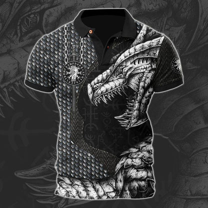 Customized Name Viking 3D All Over Printed Polo