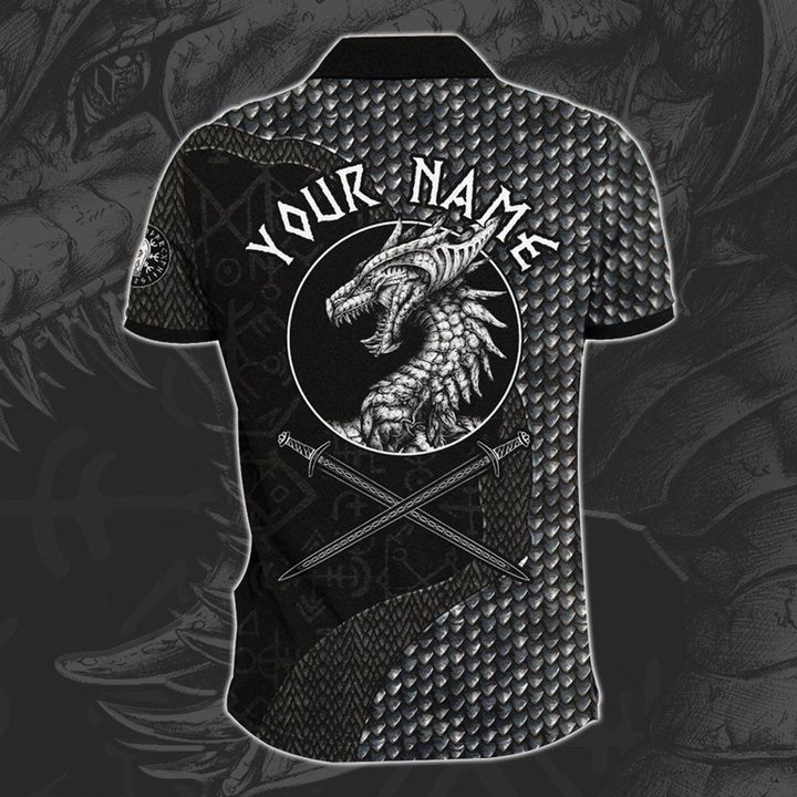 Customized Name Viking 3D All Over Printed Polo