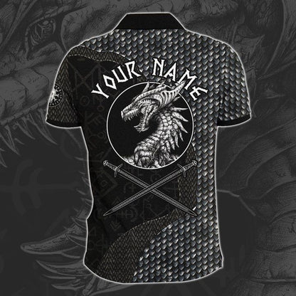 Customized Name Viking 3D All Over Printed Polo