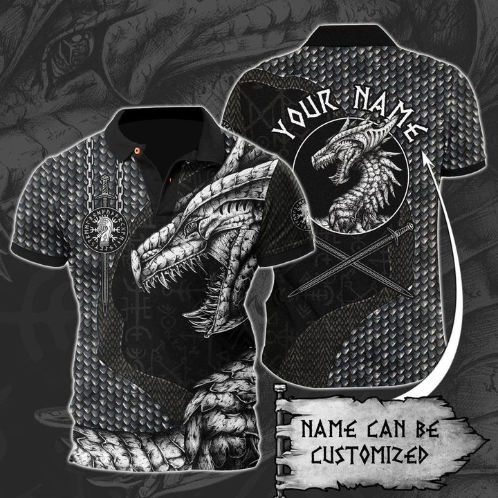 Customized Name Viking 3D All Over Printed Polo
