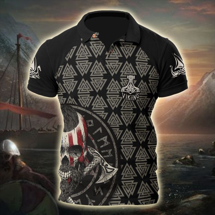 Customized Name Viking 3D All Over Printed Polo