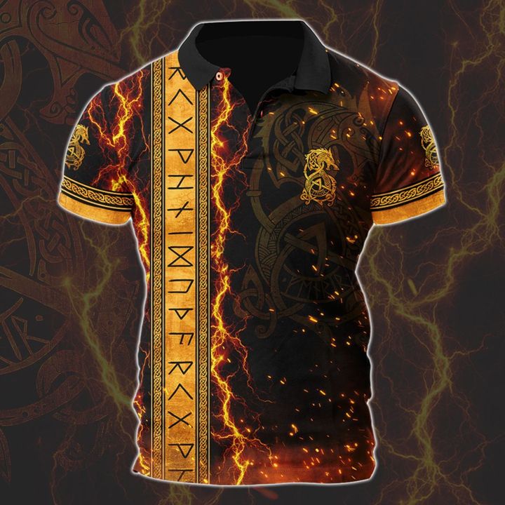 Customized Name Viking 3D All Over Printed Polo