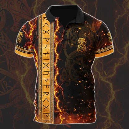 Customized Name Viking 3D All Over Printed Polo