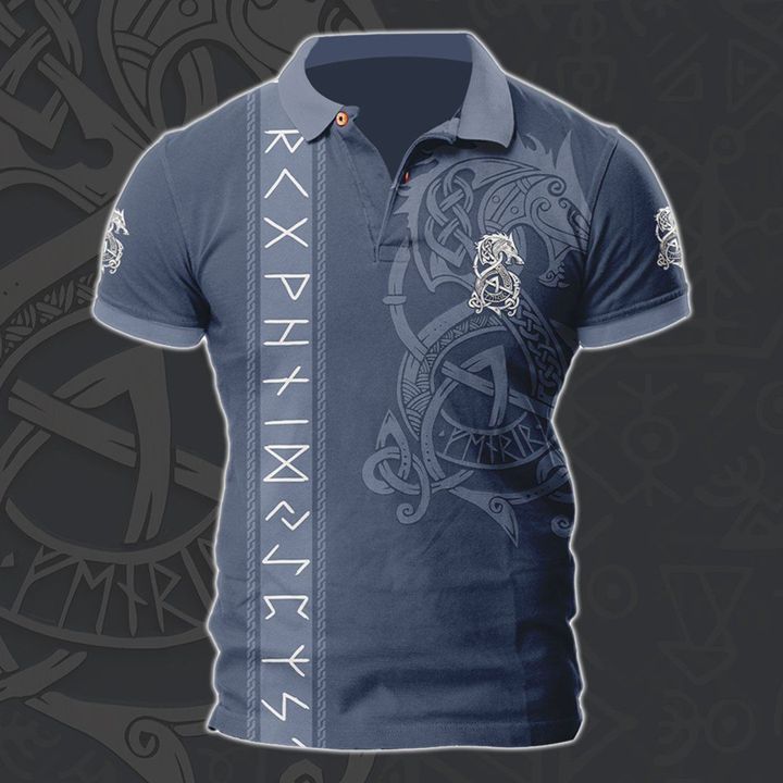 Customized Name Viking 3D All Over Printed Polo