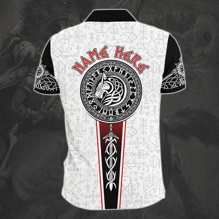 Customized Name Viking 3D All Over Printed Polo