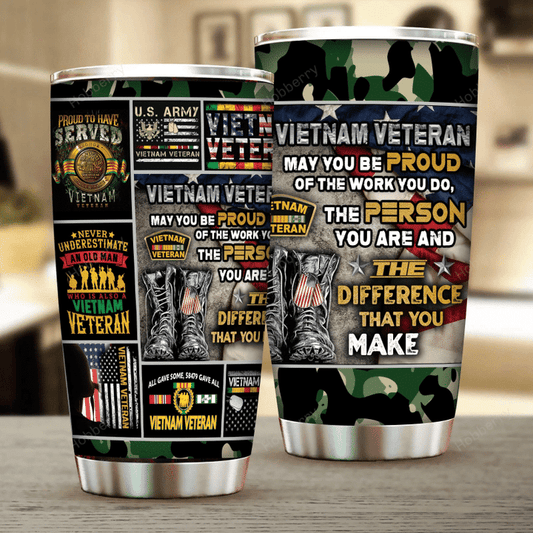 United States VIETNAM Veteran Steel Tumbler