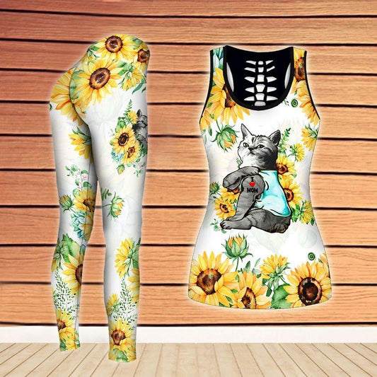 Cat Sunflower Crown Combo Tank + Legging TA033009-Apparel-TA-S-S-Vibe Cosy™