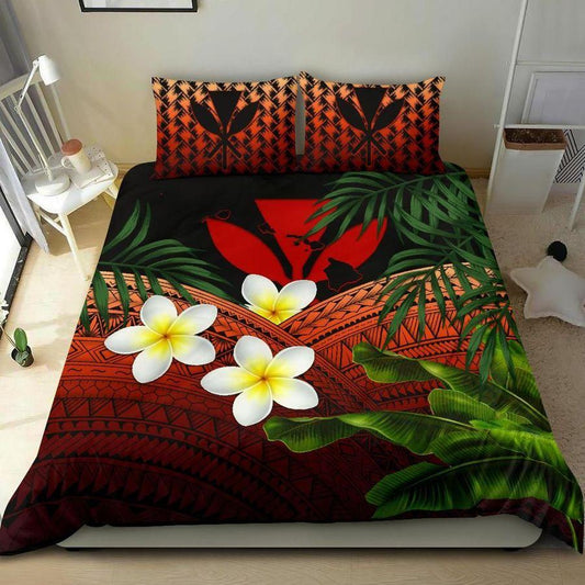 Kanaka Maoli Polynesian Plumeria Banana Leaves Hawaiian Bedding Set SU120606-Quilt-SUN-King-Vibe Cosy™