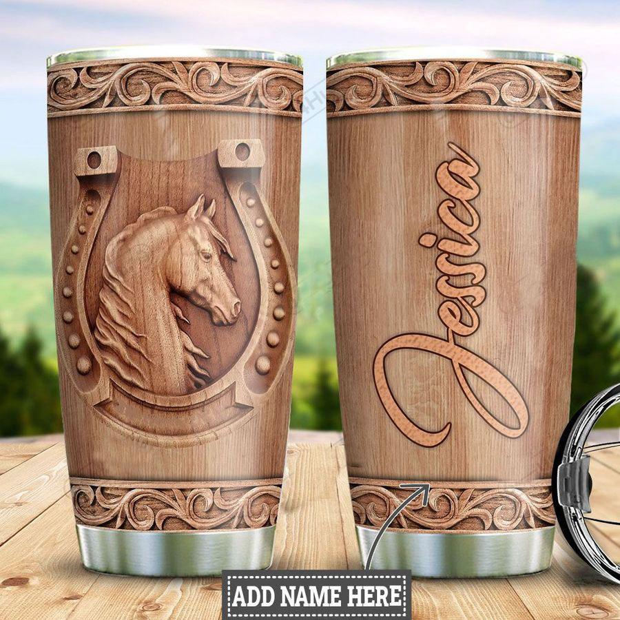 Personalized Horse Wood Style Stainless Steel Tumbler